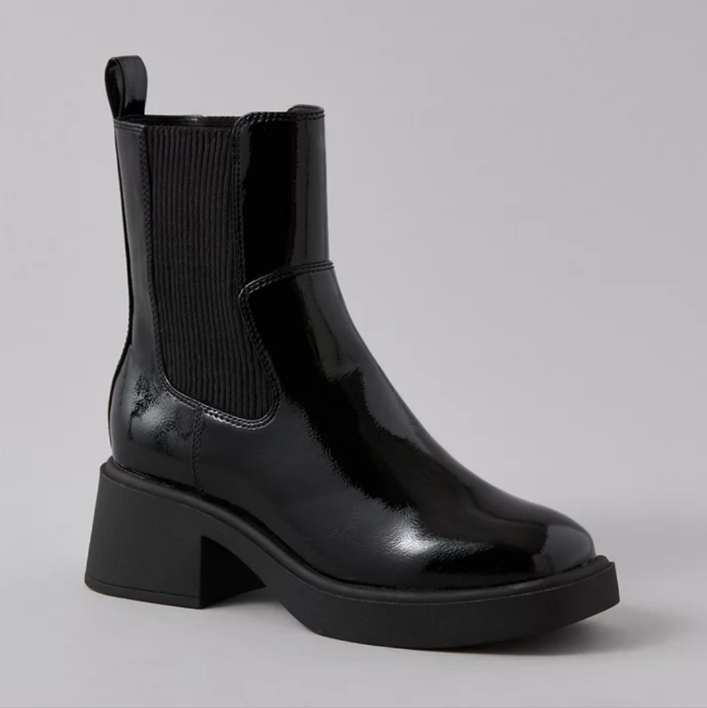 Black Patent Leather Ankle Boots